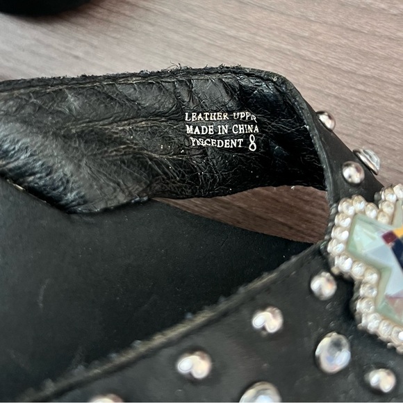 Y2K Yellow Box Precedent Wedge Rhinestone Embellished Cross Flip Flops Size 8 - Picture 15 of 16